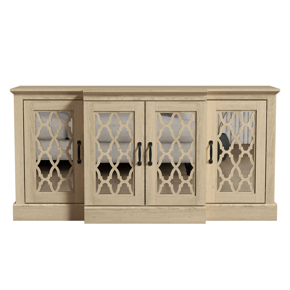 GALANO 60.4" 4-Door Sideboard Buffet with 6 Adjustable Shelves and Cable Management
