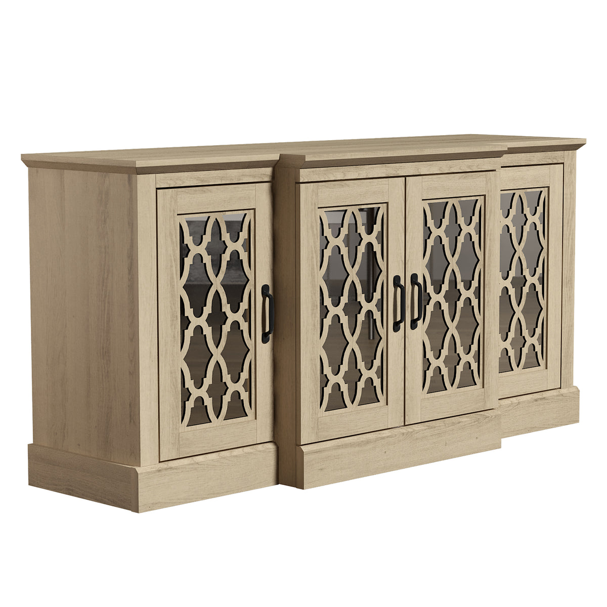 GALANO 60.4" 4-Door Sideboard Buffet with 6 Adjustable Shelves and Cable Management