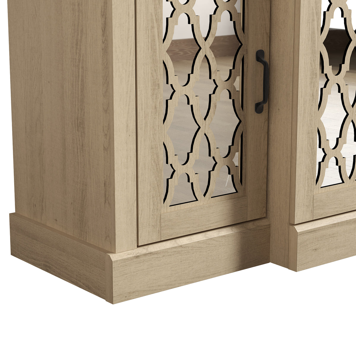 GALANO 60.4" 4-Door Sideboard Buffet with 6 Adjustable Shelves and Cable Management