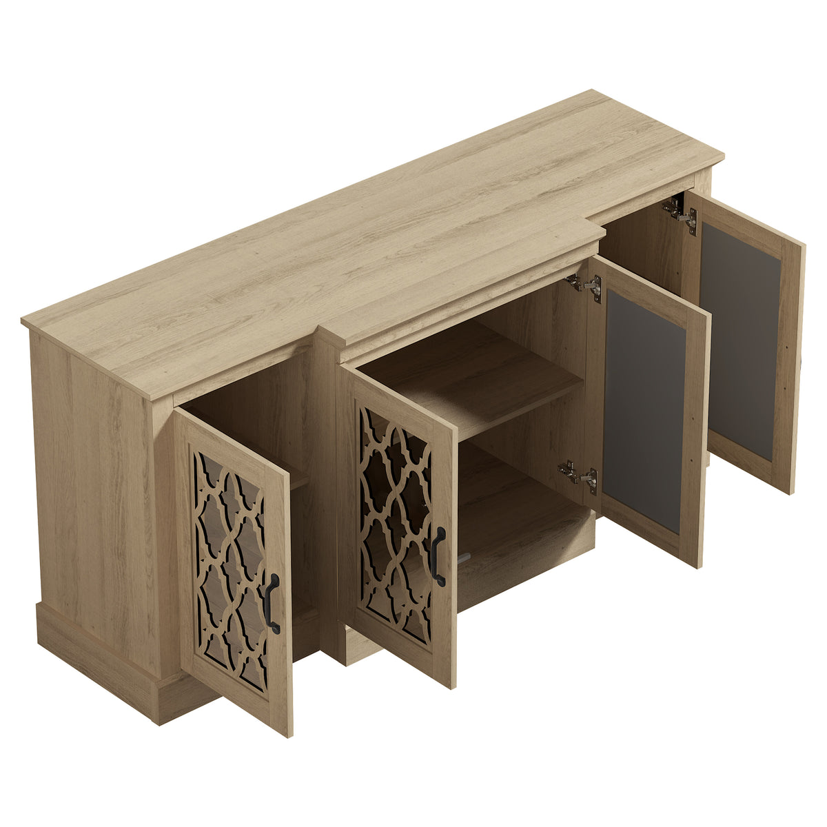GALANO 60.4" 4-Door Sideboard Buffet with 6 Adjustable Shelves and Cable Management