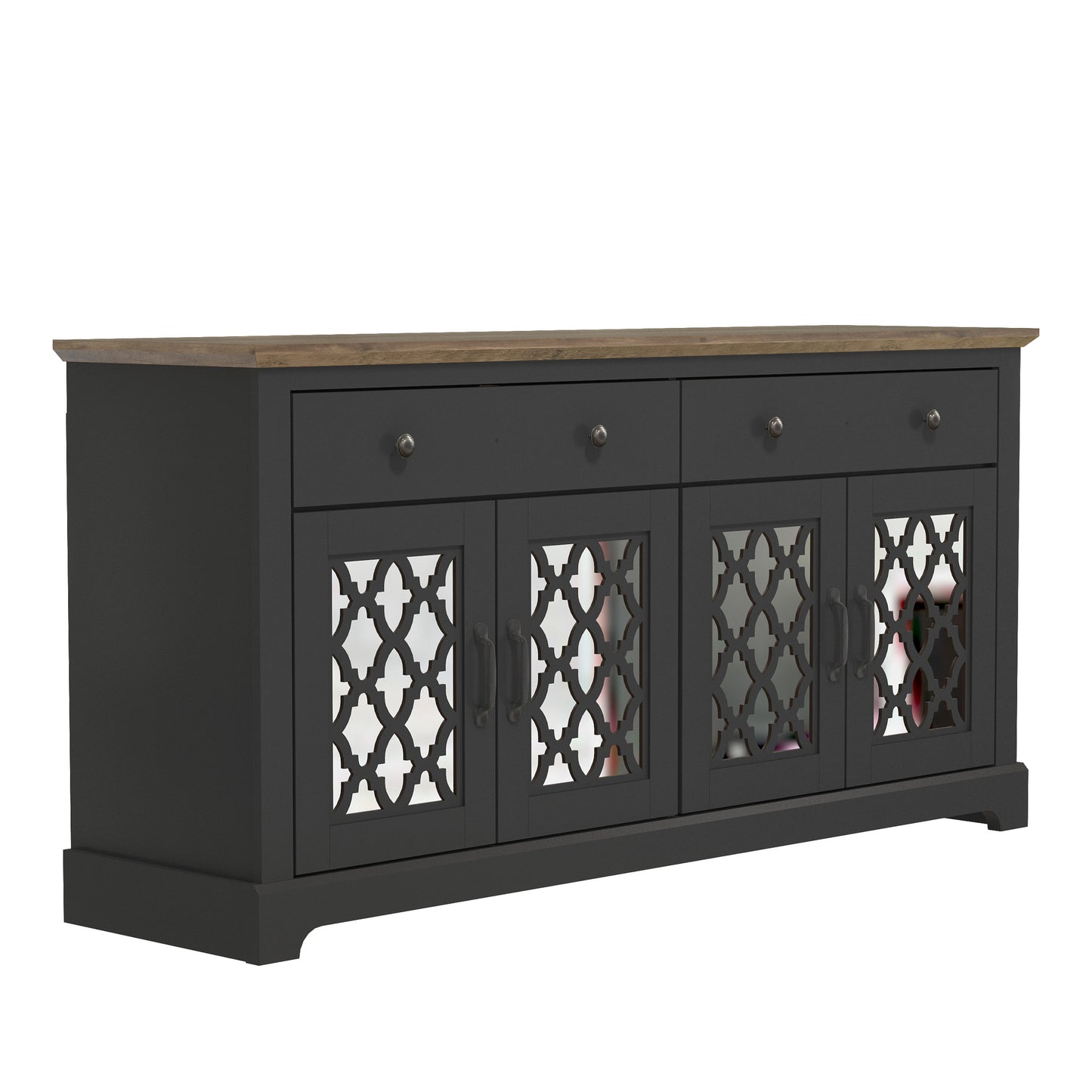 Galano 2-Drawer Sideboard with Mirrored Doors 58.7" W x 15.7" D x 29.2" H
