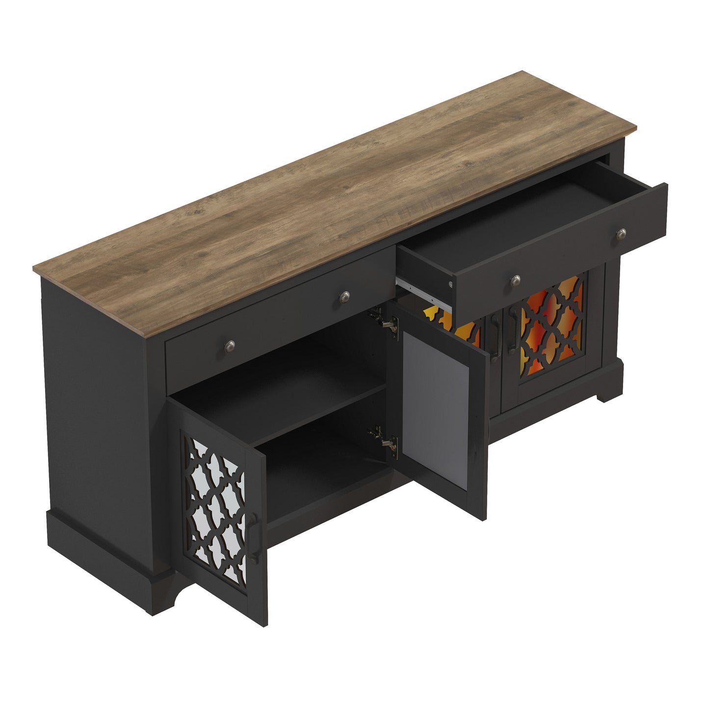 Galano 2-Drawer Sideboard with Mirrored Doors 58.7" W x 15.7" D x 29.2" H