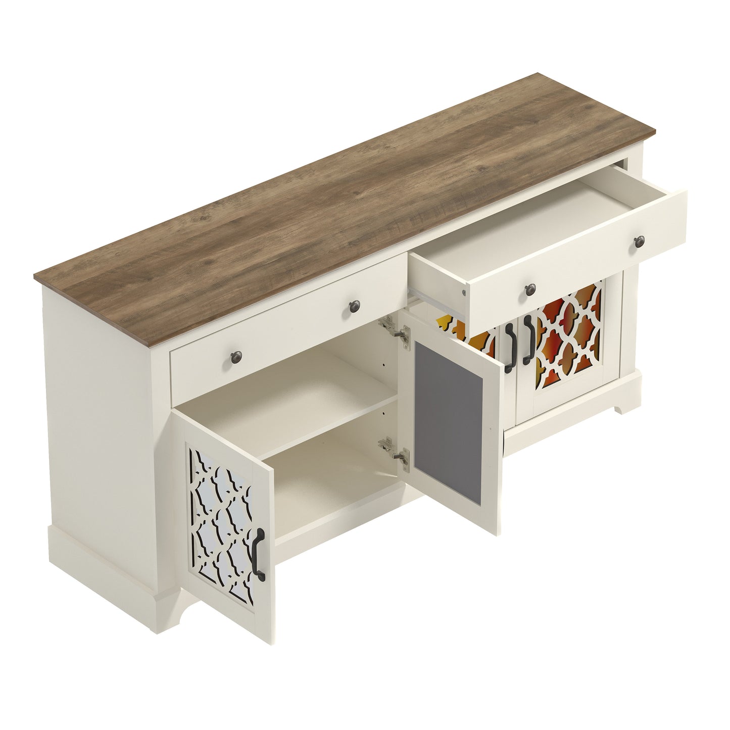 Galano 2-Drawer Sideboard with Mirrored Doors 58.7" W x 15.7" D x 29.2" H