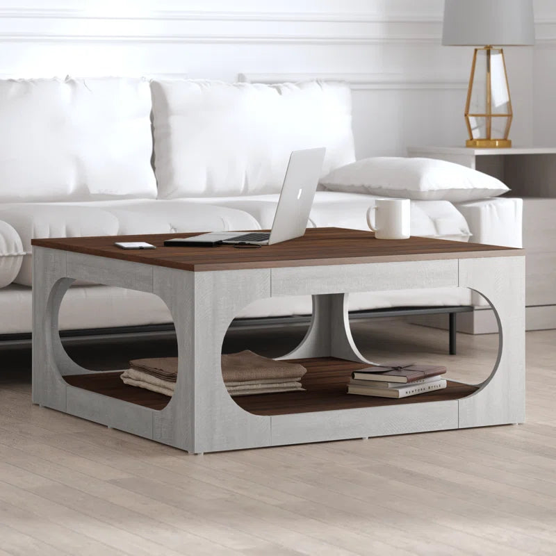 Galano Modern Coffee Table with Open Storage Shelf 34.8" W x 34.8" D x 16.1" H