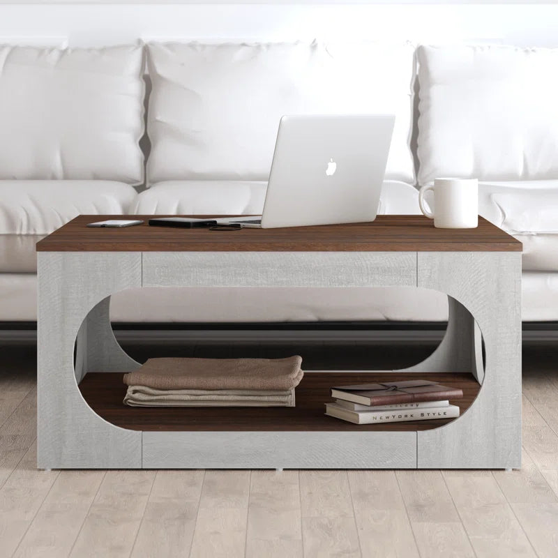 Galano Modern Coffee Table with Open Storage Shelf 34.8" W x 34.8" D x 16.1" H