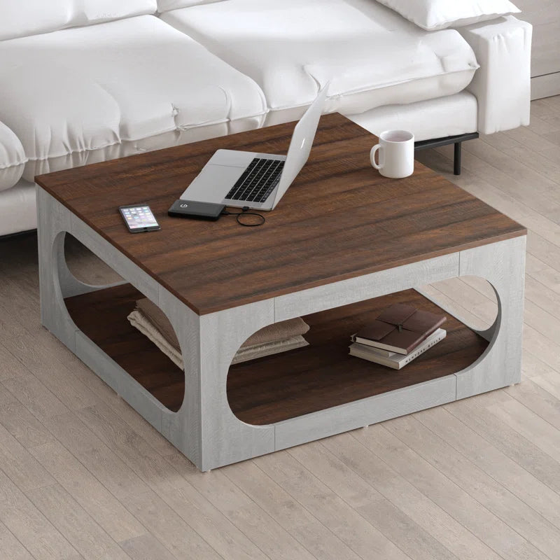 Galano Modern Coffee Table with Open Storage Shelf 34.8" W x 34.8" D x 16.1" H