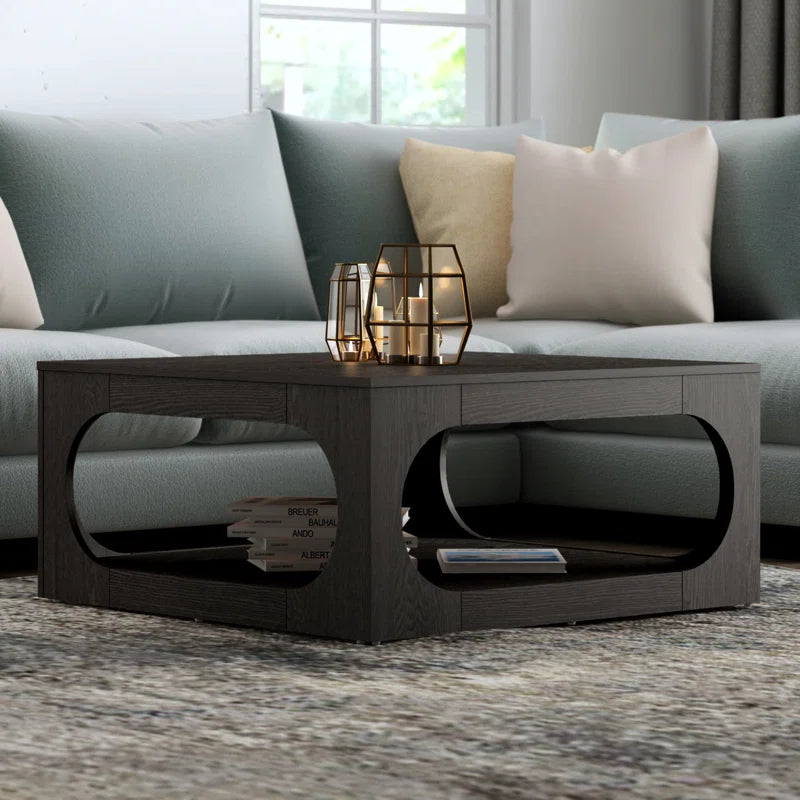 Galano Modern Coffee Table with Open Storage Shelf 34.8" W x 34.8" D x 16.1" H
