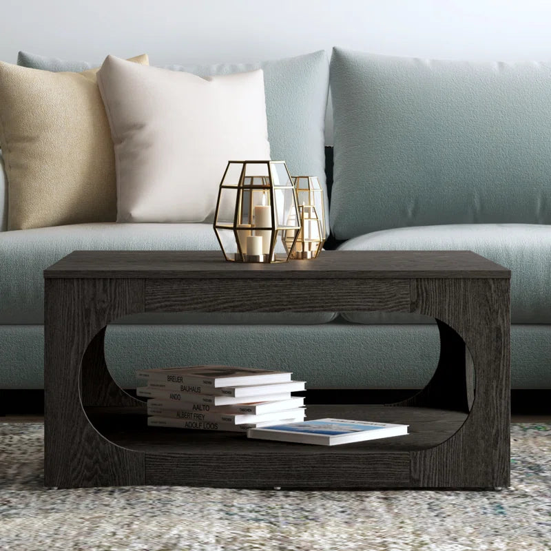 Galano Modern Coffee Table with Open Storage Shelf 34.8" W x 34.8" D x 16.1" H