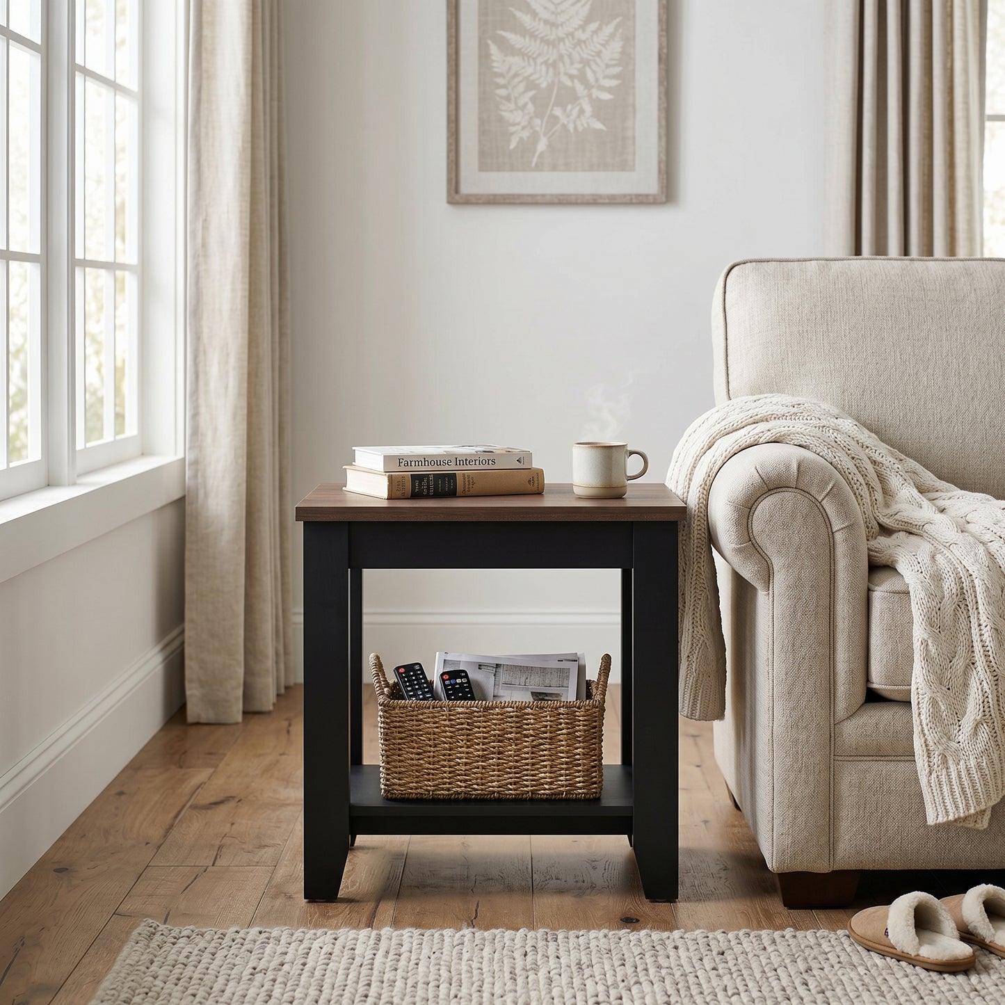 Galano End Table with Drawer and Storage Shelf 23.4" W × 11.7" D × 22" H