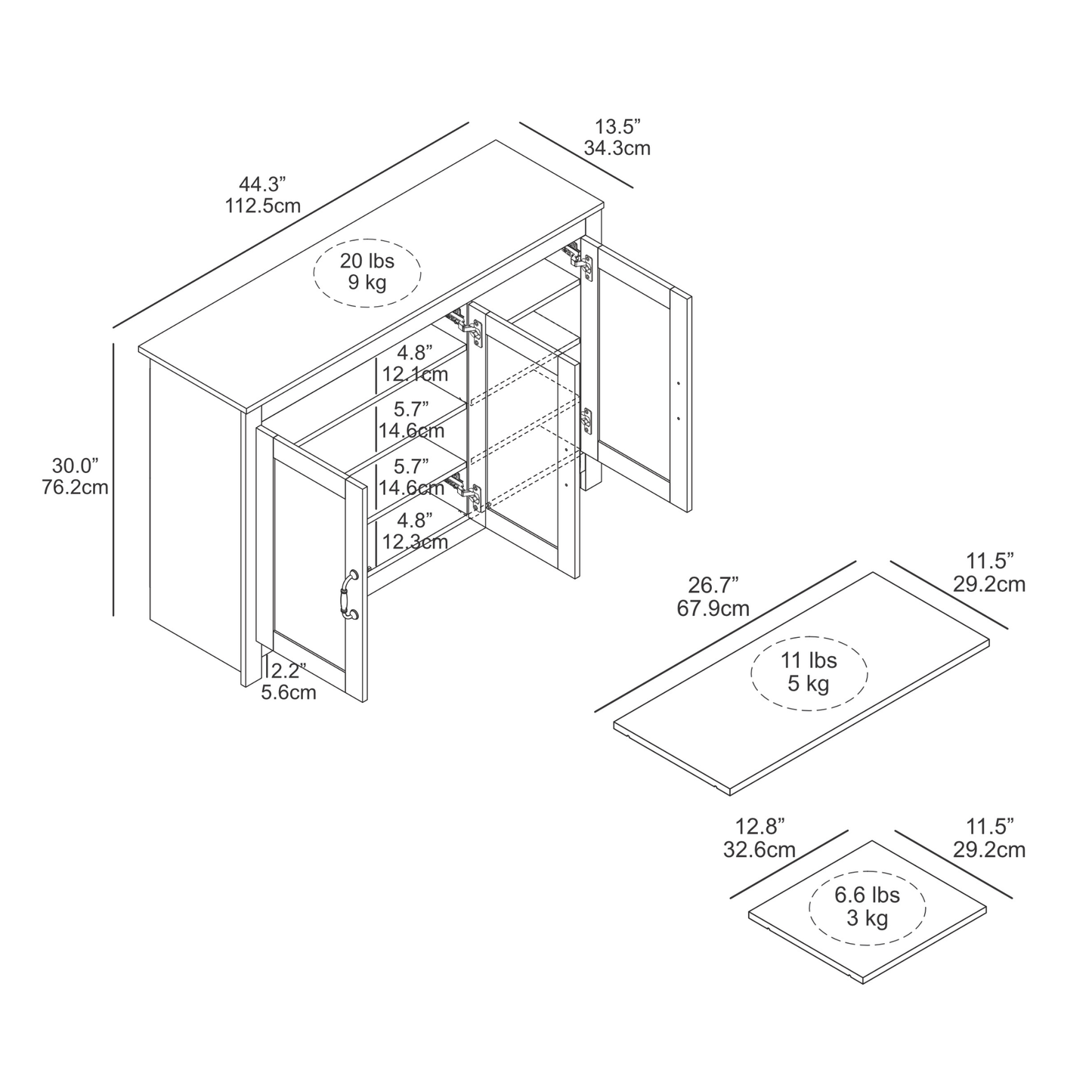 Galano 16-Pair Shoe Storage Cabinet with Adjustable Shelves 44.4" W × 13.5" D × 30" H