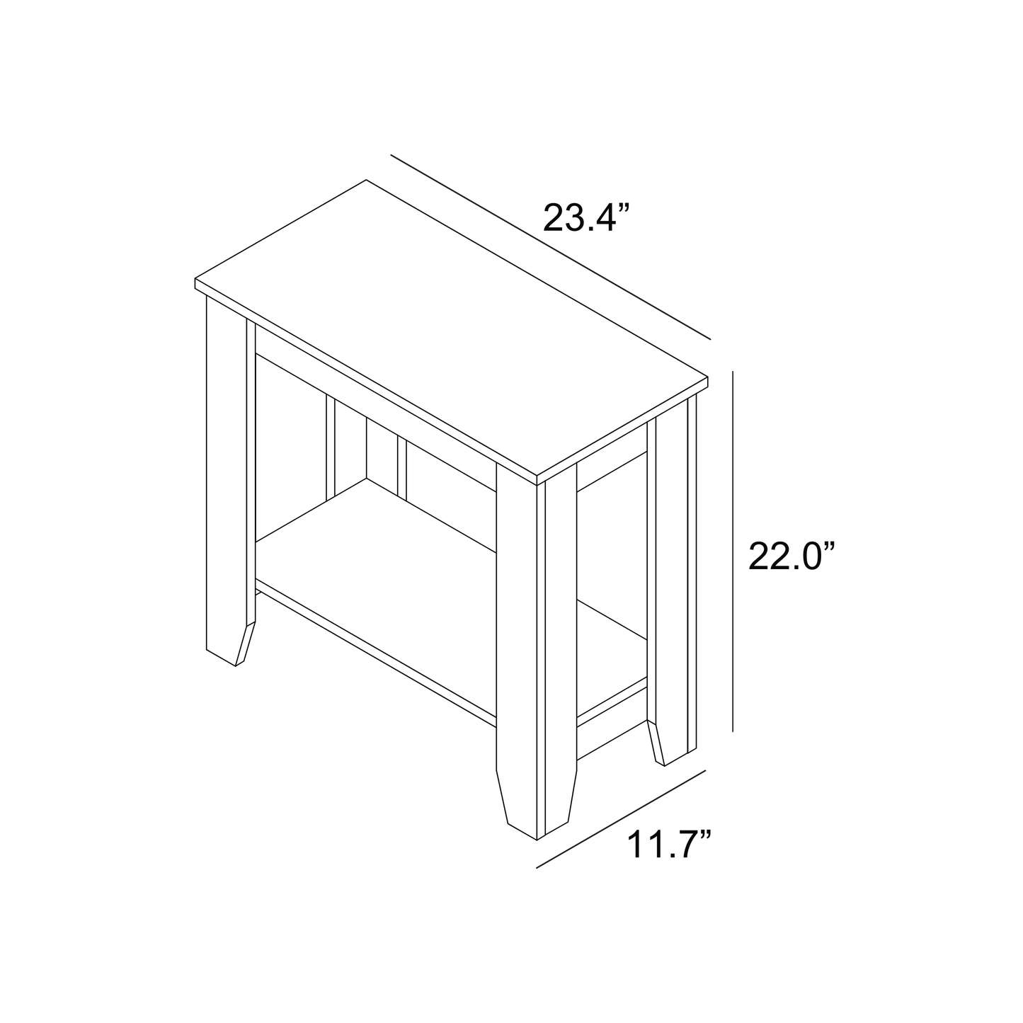 Galano End Table with Drawer and Storage Shelf 23.4" W × 11.7" D × 22" H