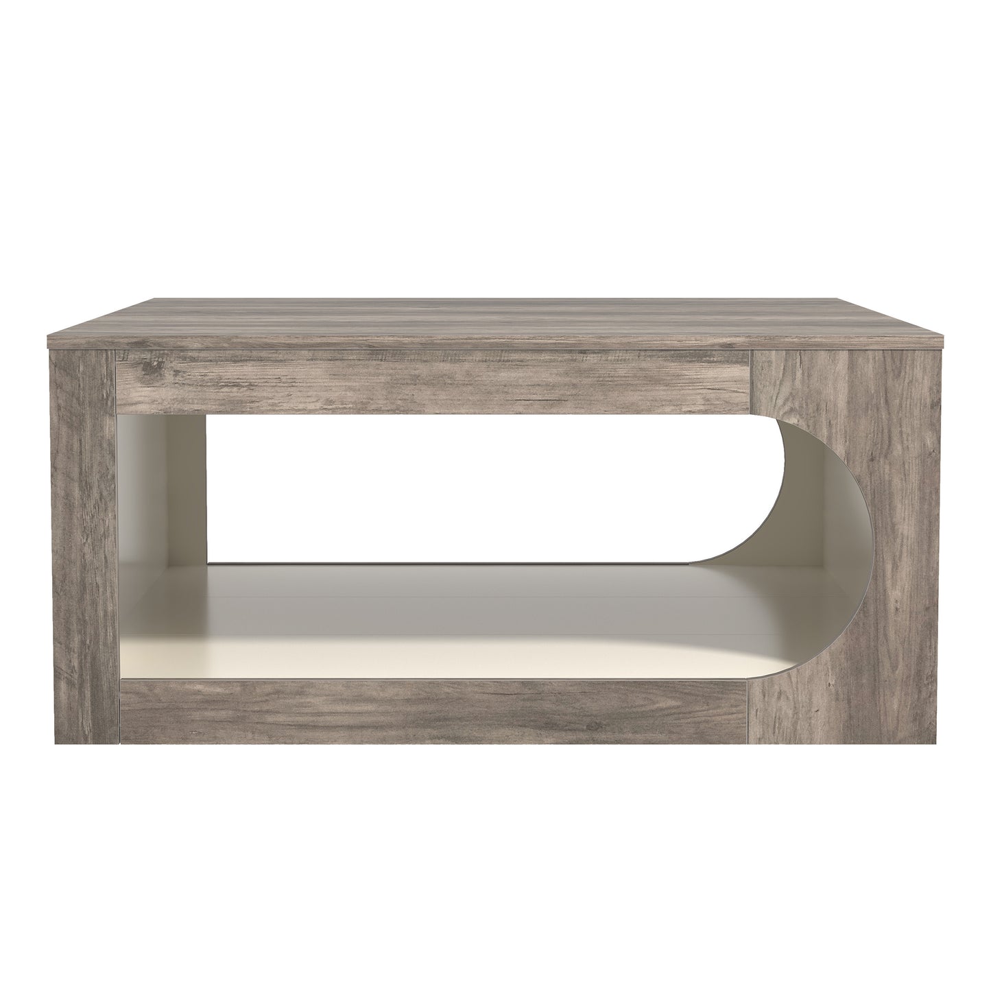 Galano Square Coffee Table with Curved Cut-Out Storage Shelf 34.8" W x 34.8" D x 16.1" H