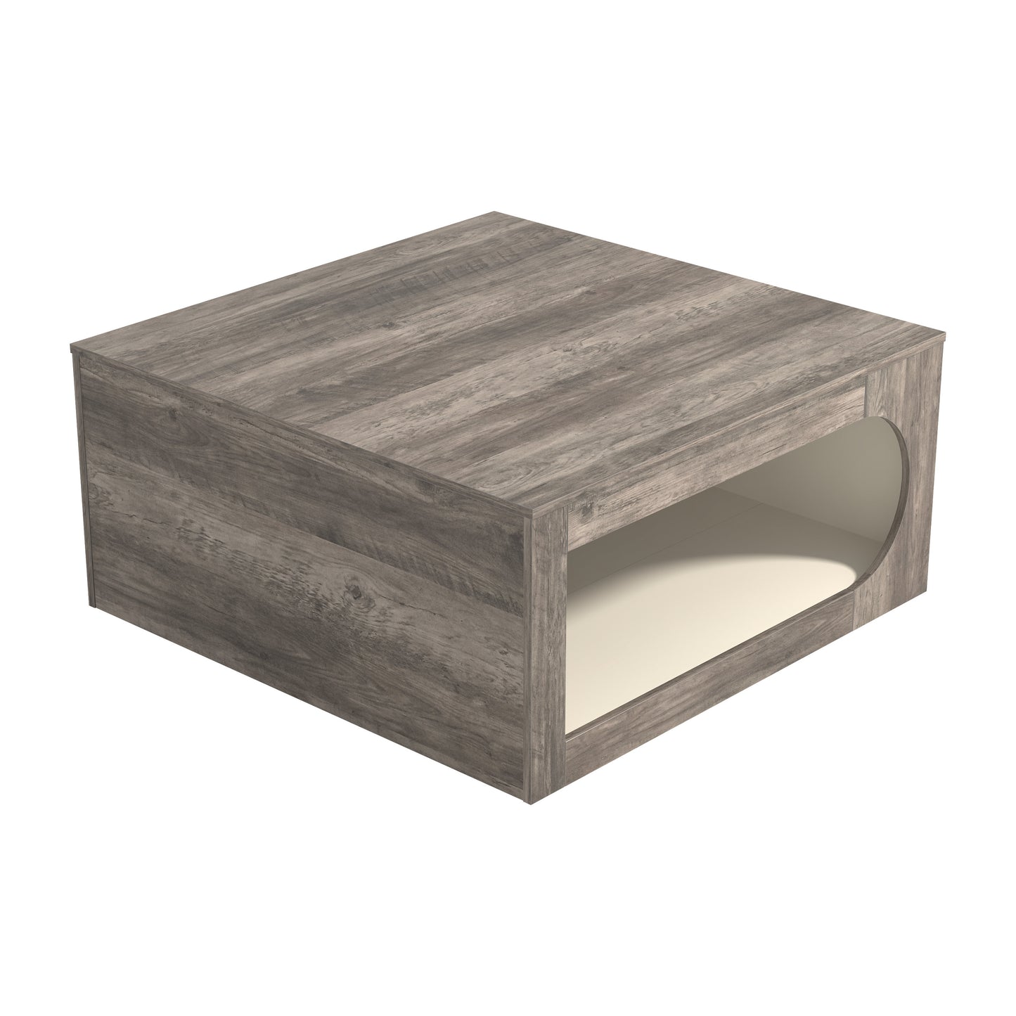 Galano Square Coffee Table with Curved Cut-Out Storage Shelf 34.8" W x 34.8" D x 16.1" H