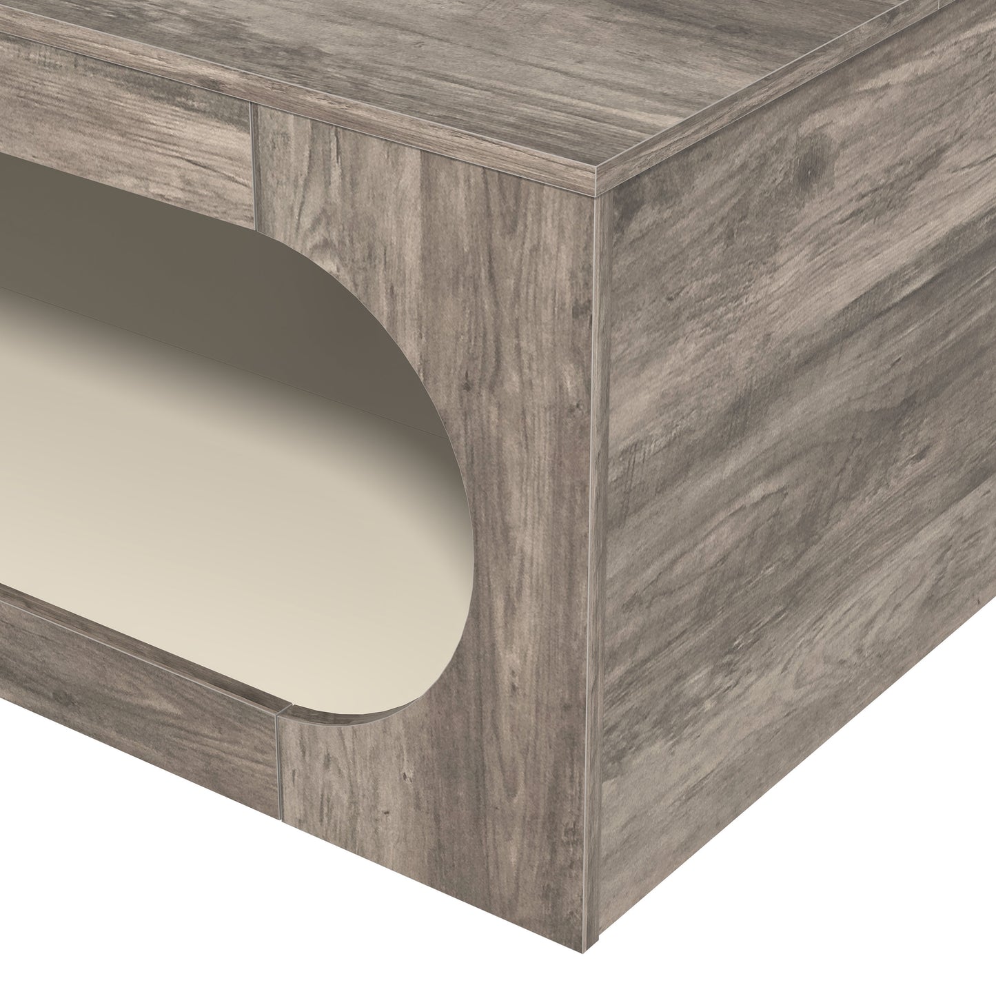 Galano Square Coffee Table with Curved Cut-Out Storage Shelf 34.8" W x 34.8" D x 16.1" H