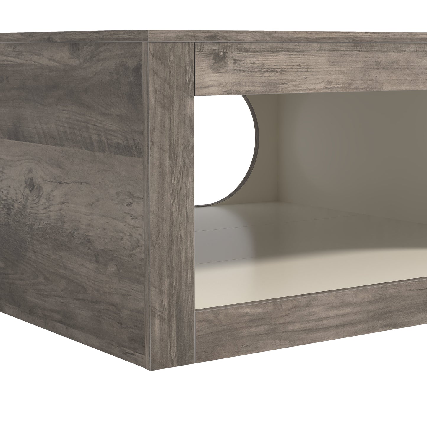 Galano Square Coffee Table with Curved Cut-Out Storage Shelf 34.8" W x 34.8" D x 16.1" H