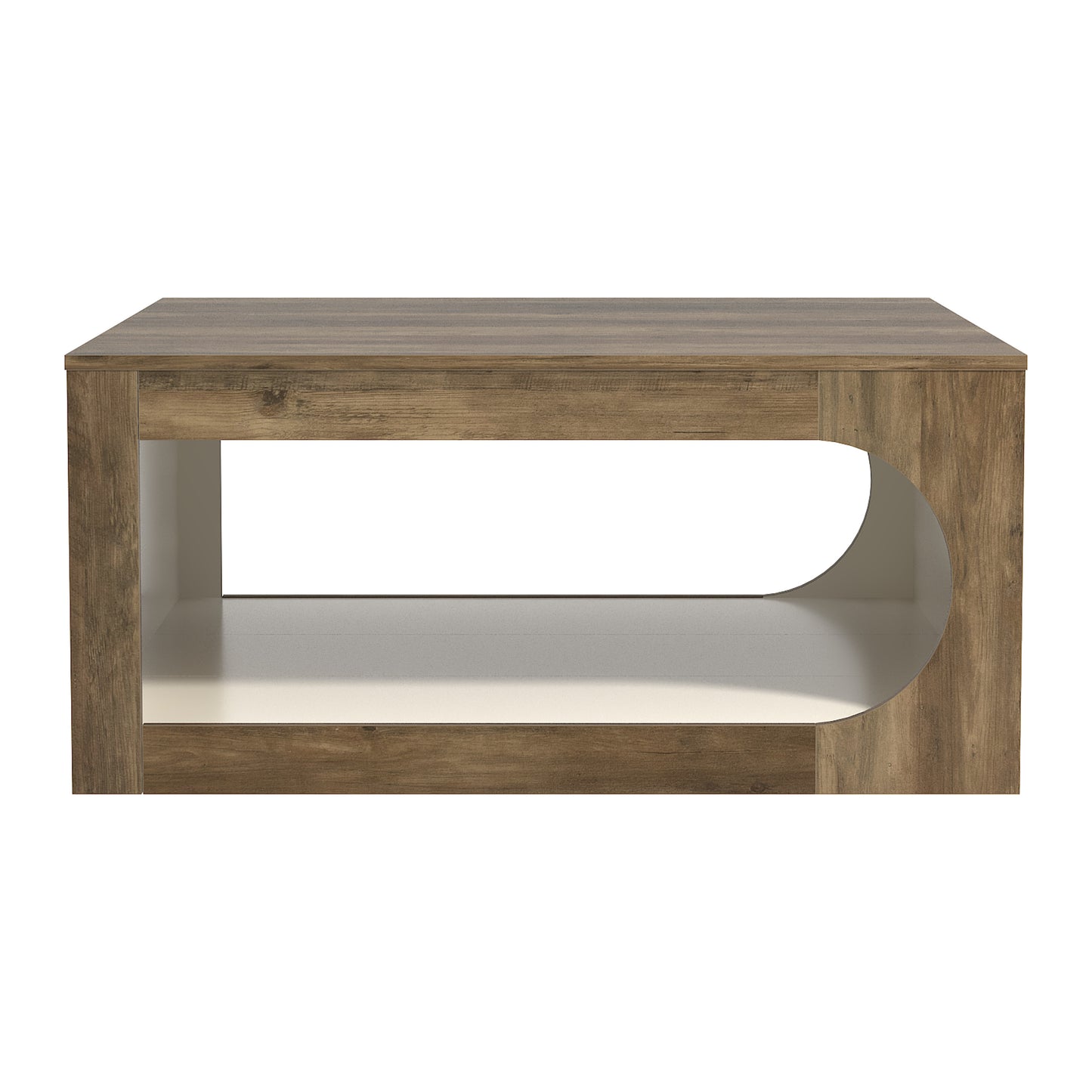 Galano Square Coffee Table with Curved Cut-Out Storage Shelf 34.8" W x 34.8" D x 16.1" H
