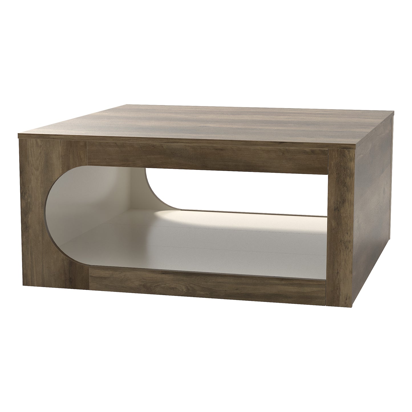 Galano Square Coffee Table with Curved Cut-Out Storage Shelf 34.8" W x 34.8" D x 16.1" H