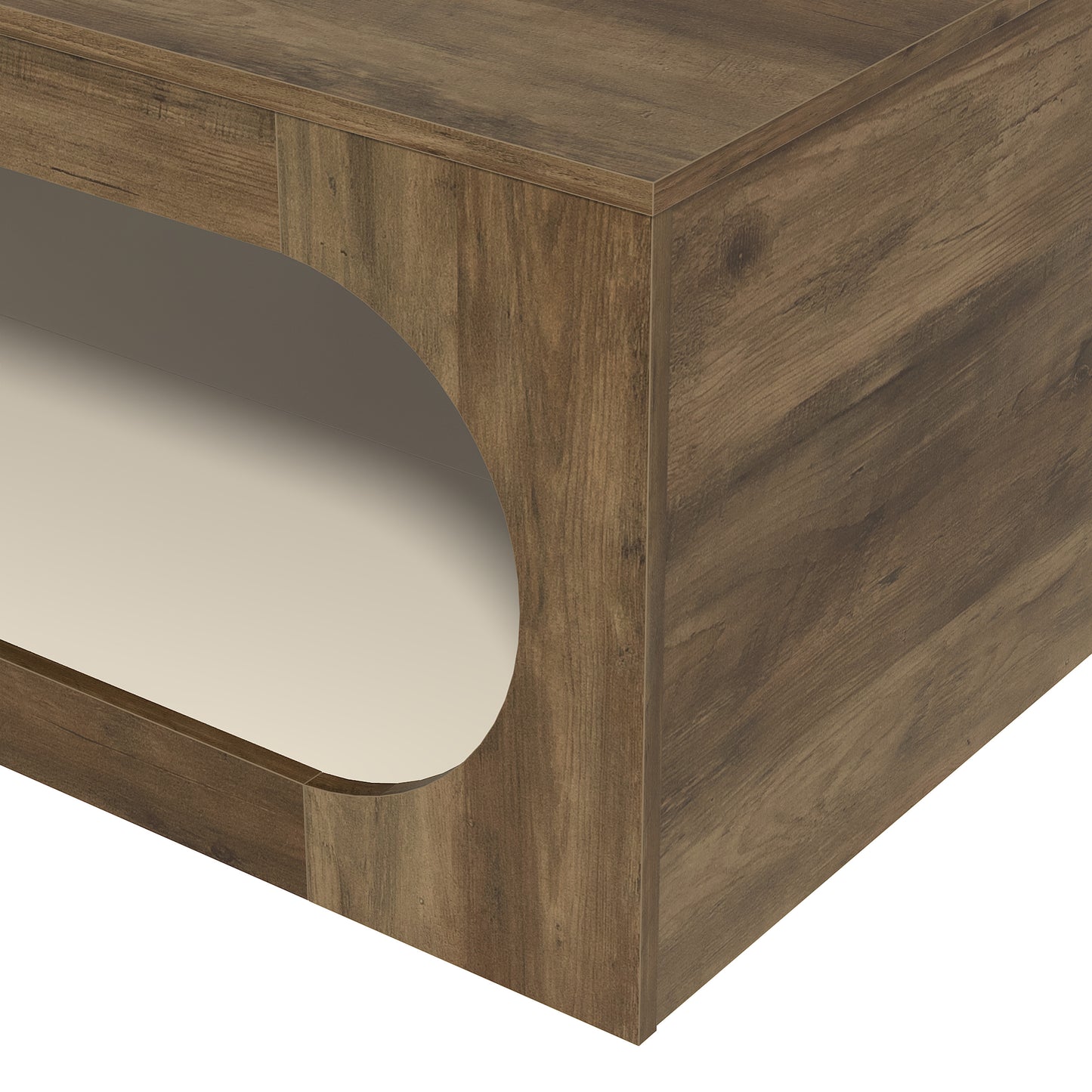 Galano Square Coffee Table with Curved Cut-Out Storage Shelf 34.8" W x 34.8" D x 16.1" H