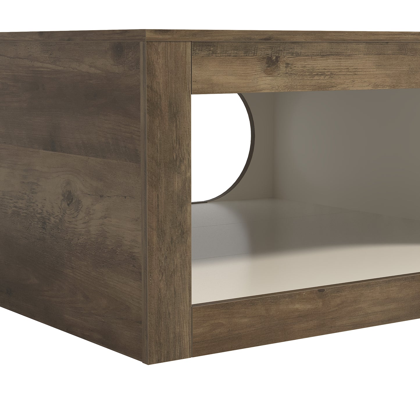 Galano Square Coffee Table with Curved Cut-Out Storage Shelf 34.8" W x 34.8" D x 16.1" H