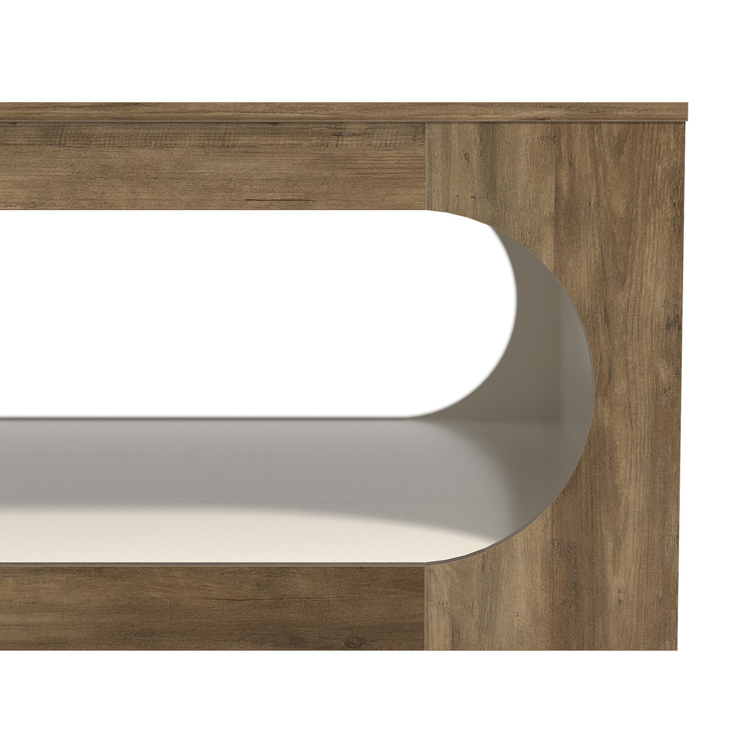 Galano Square Coffee Table with Curved Cut-Out Storage Shelf 34.8" W x 34.8" D x 16.1" H