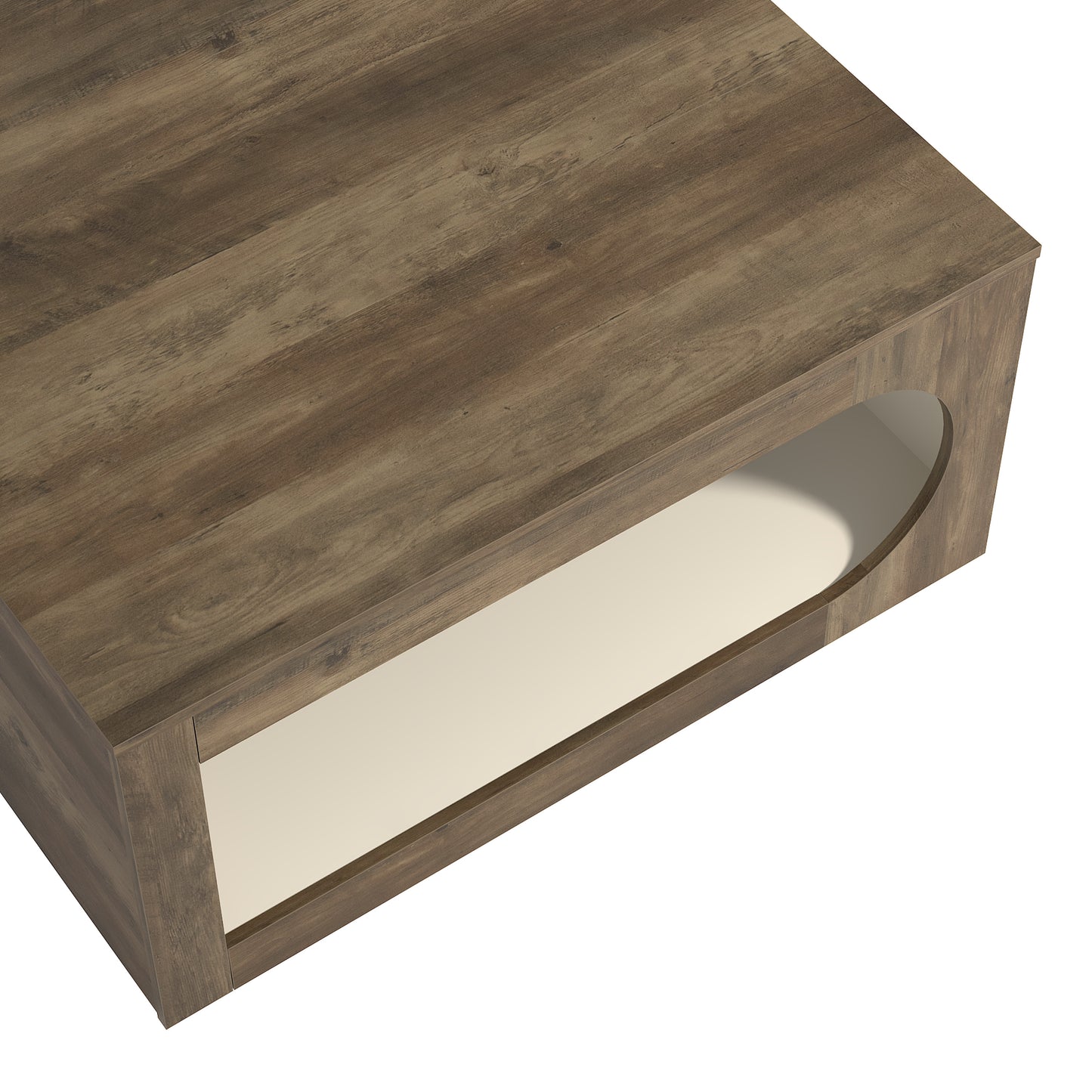 Galano Square Coffee Table with Curved Cut-Out Storage Shelf 34.8" W x 34.8" D x 16.1" H