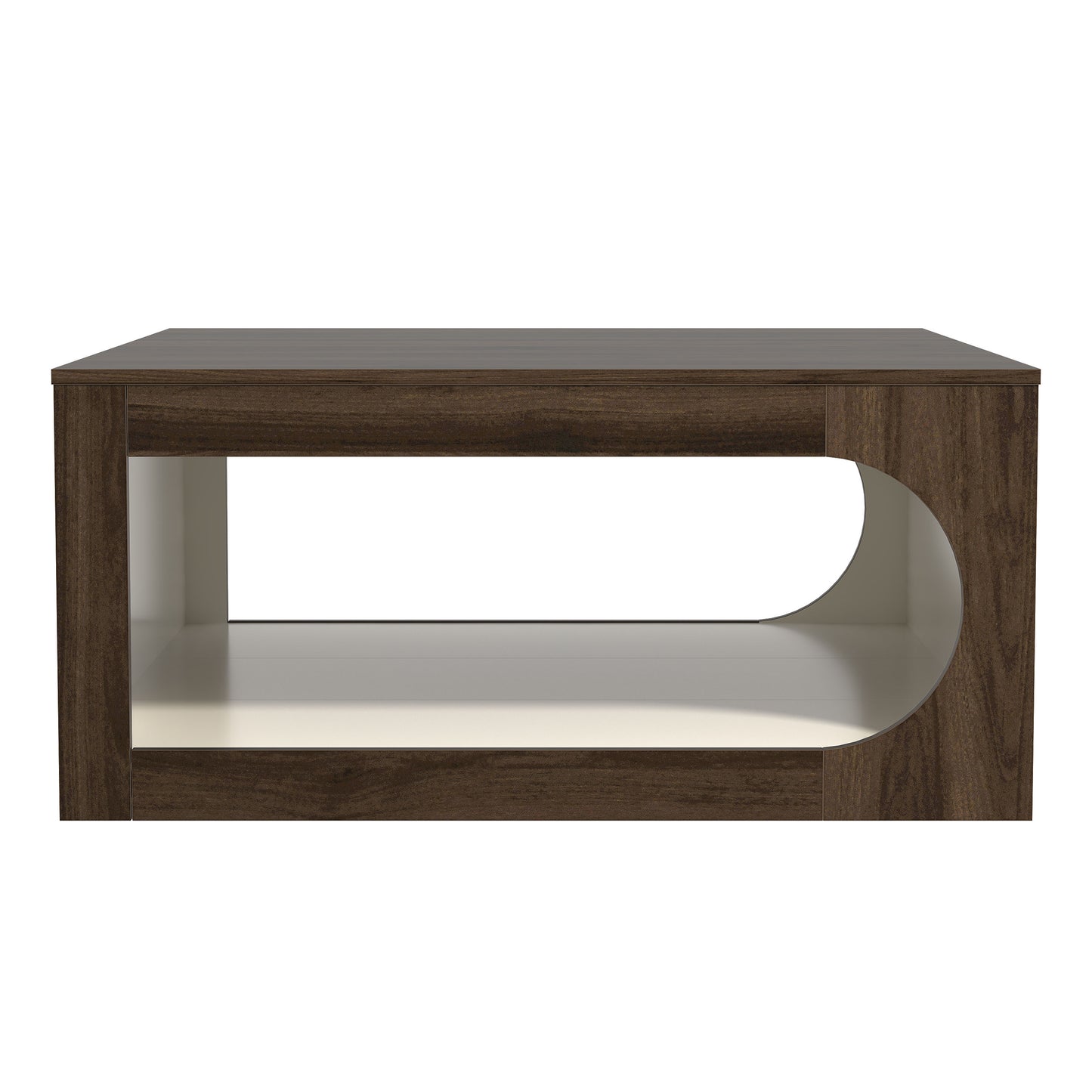 Galano Square Coffee Table with Curved Cut-Out Storage Shelf 34.8" W x 34.8" D x 16.1" H