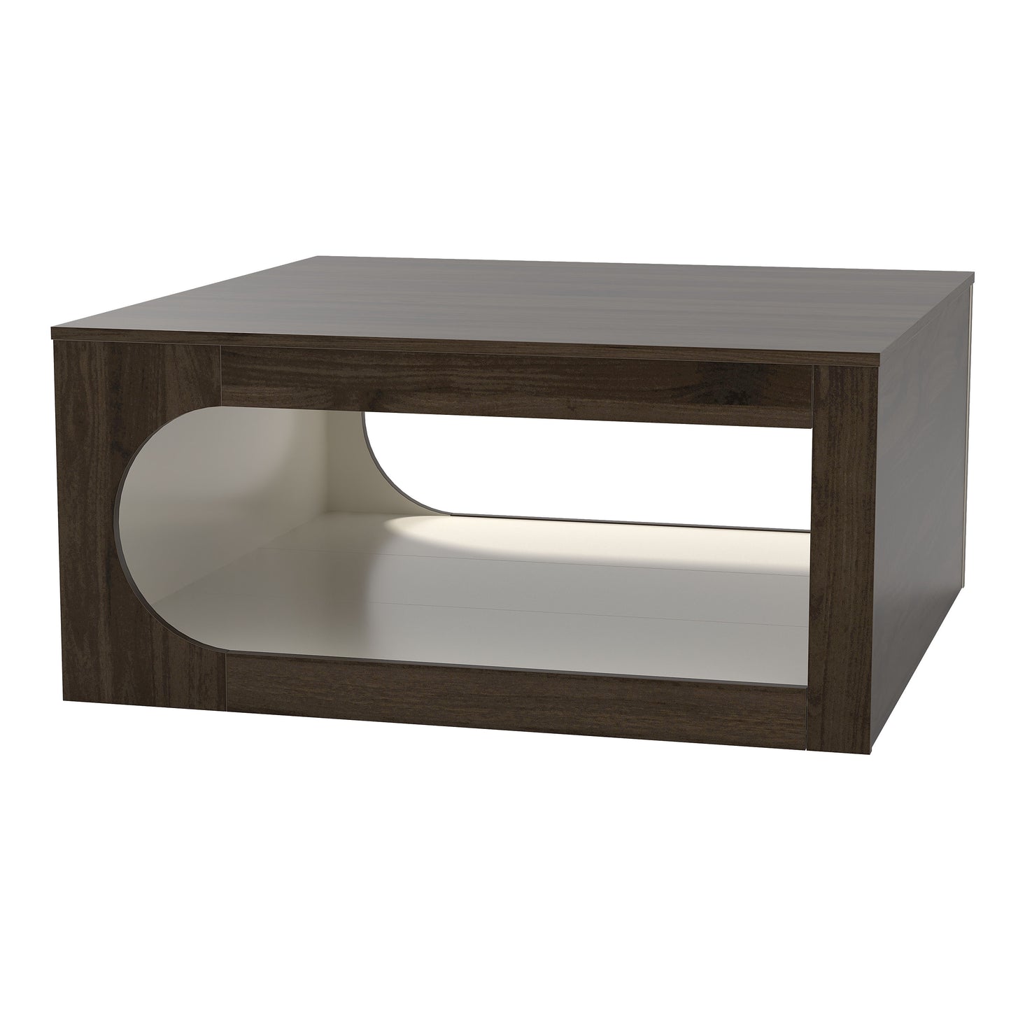 Galano Square Coffee Table with Curved Cut-Out Storage Shelf 34.8" W x 34.8" D x 16.1" H