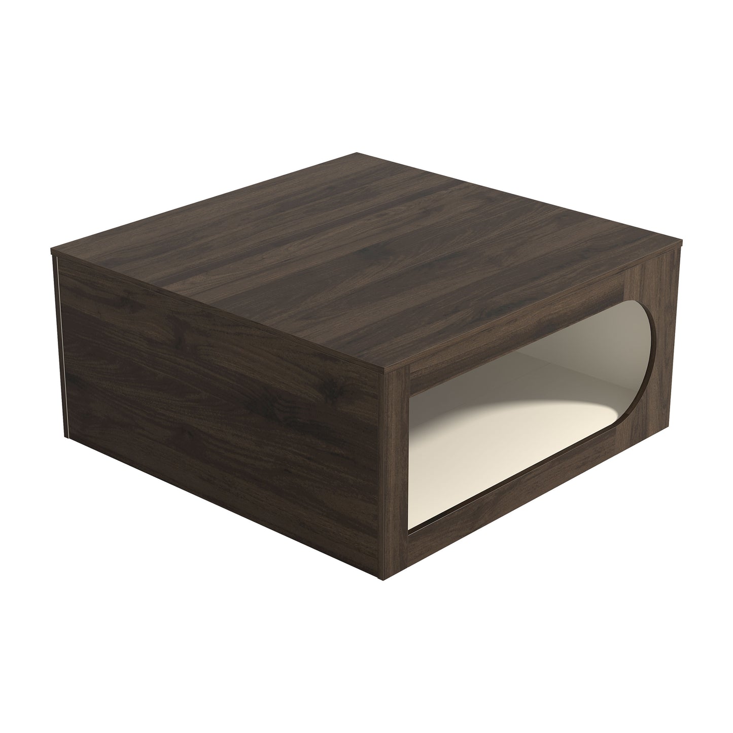 Galano Square Coffee Table with Curved Cut-Out Storage Shelf 34.8" W x 34.8" D x 16.1" H