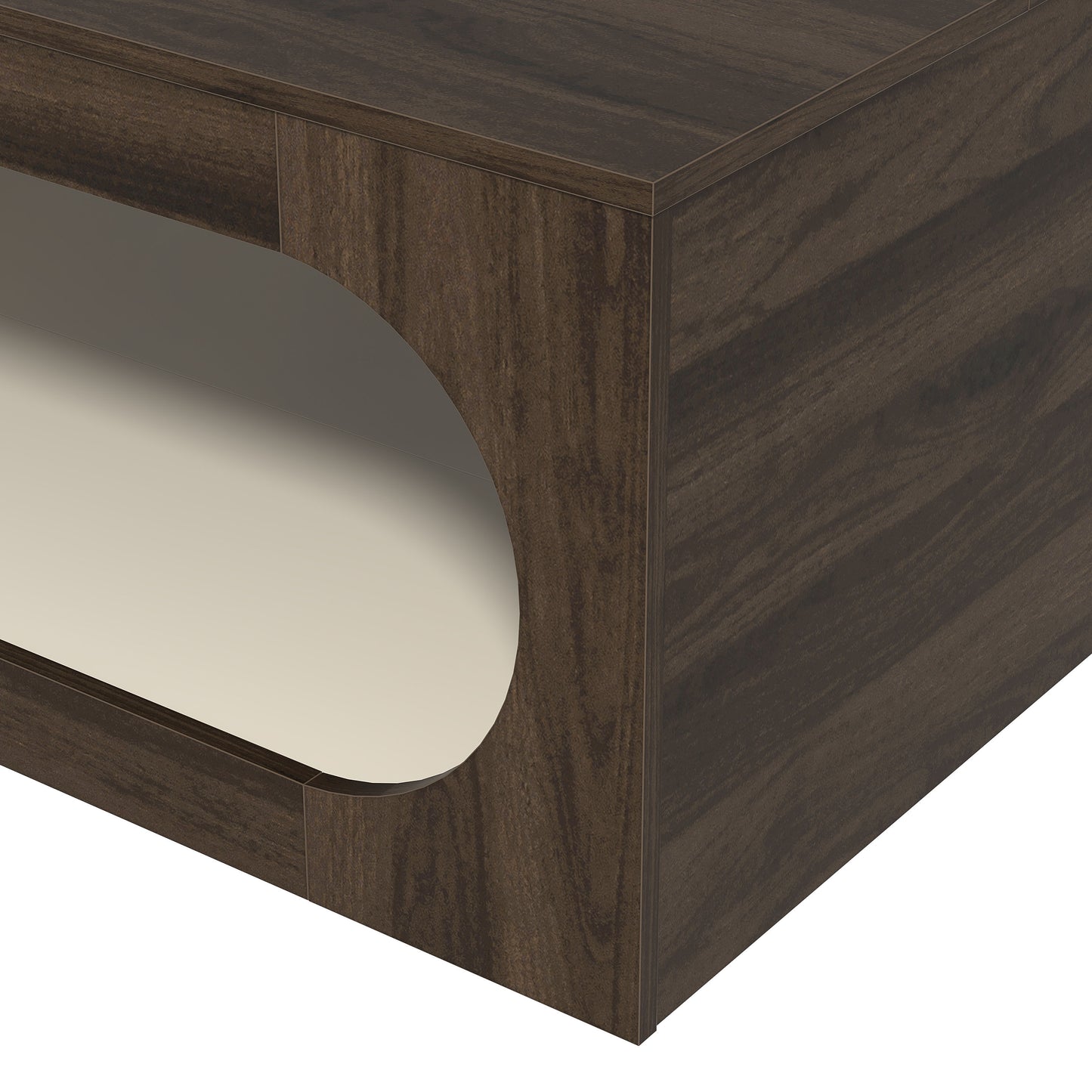 Galano Square Coffee Table with Curved Cut-Out Storage Shelf 34.8" W x 34.8" D x 16.1" H