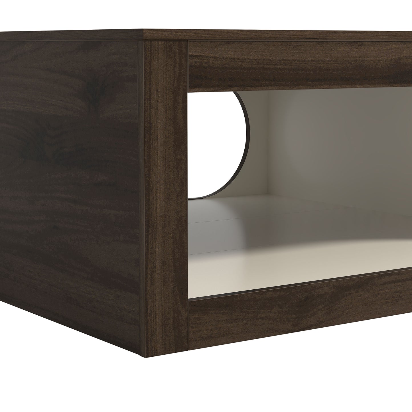 Galano Square Coffee Table with Curved Cut-Out Storage Shelf 34.8" W x 34.8" D x 16.1" H