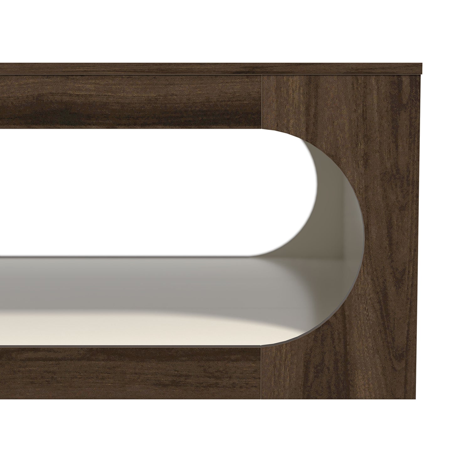 Galano Square Coffee Table with Curved Cut-Out Storage Shelf 34.8" W x 34.8" D x 16.1" H