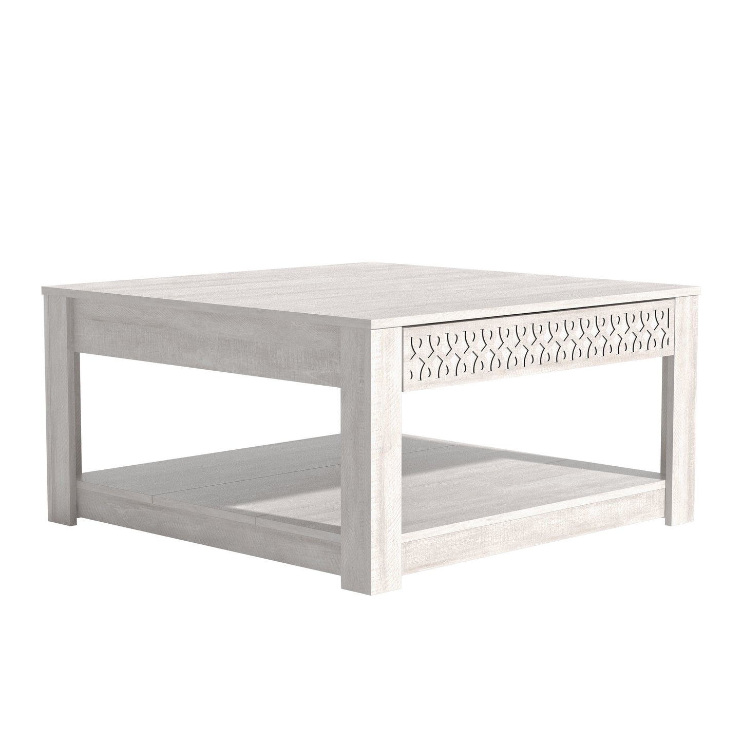 Galano Square Coffee Table with Cutout Drawer Storage 31.5" W × 31.5" D × 16.3" H