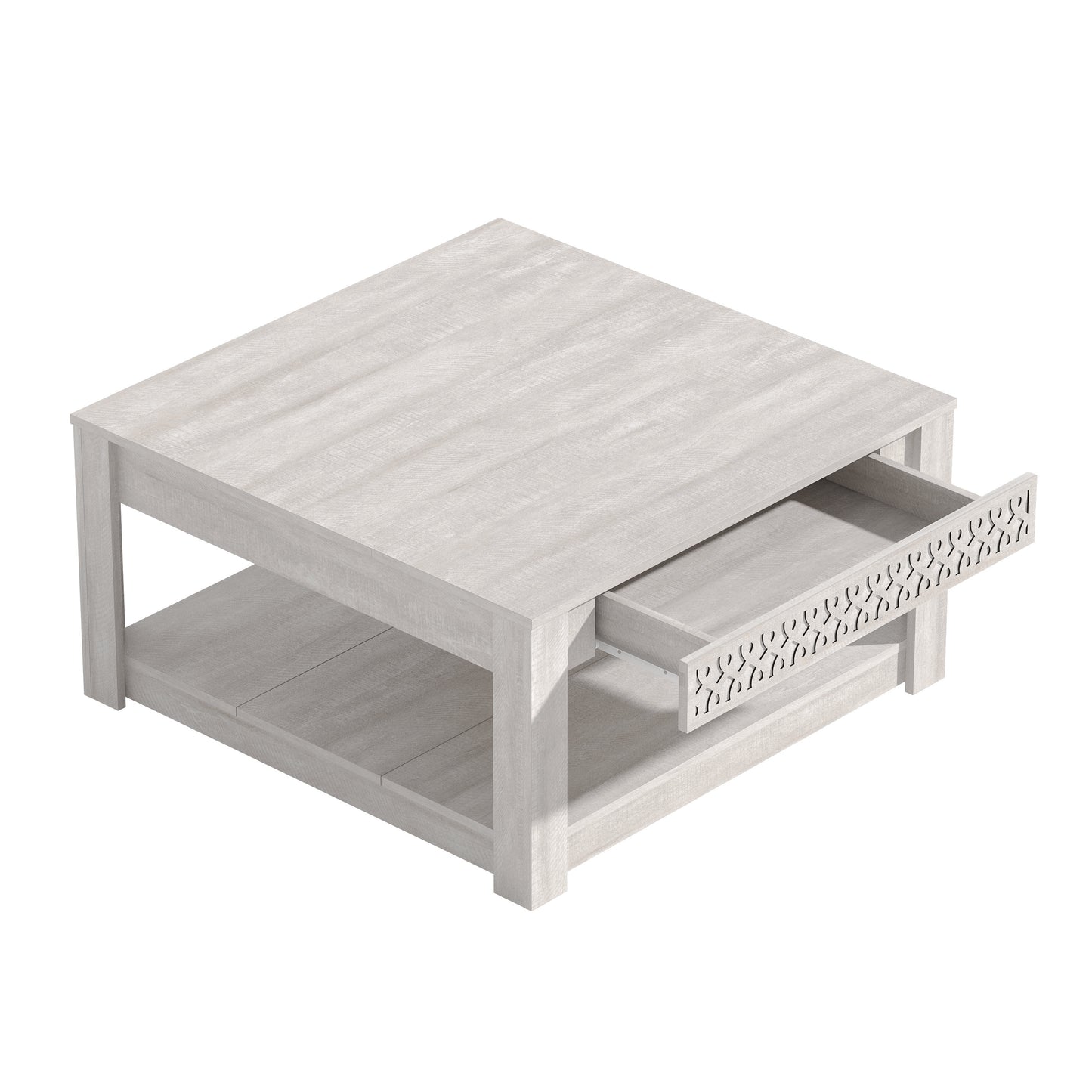 Galano Square Coffee Table with Cutout Drawer Storage 31.5" W × 31.5" D × 16.3" H