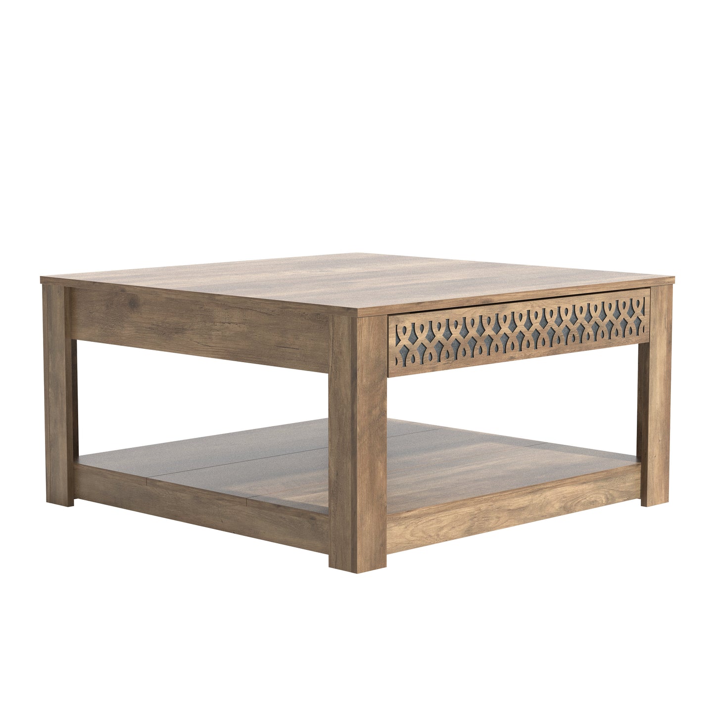 Galano Square Coffee Table with Cutout Drawer Storage 31.5" W × 31.5" D × 16.3" H