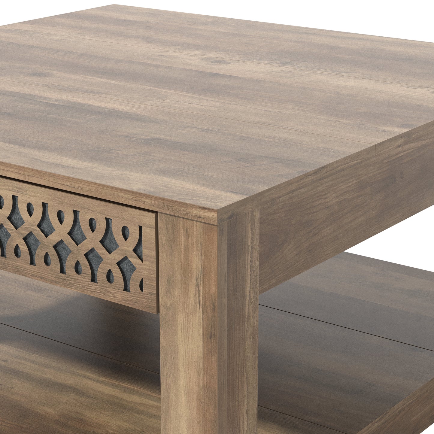 Galano Square Coffee Table with Cutout Drawer Storage 31.5" W × 31.5" D × 16.3" H