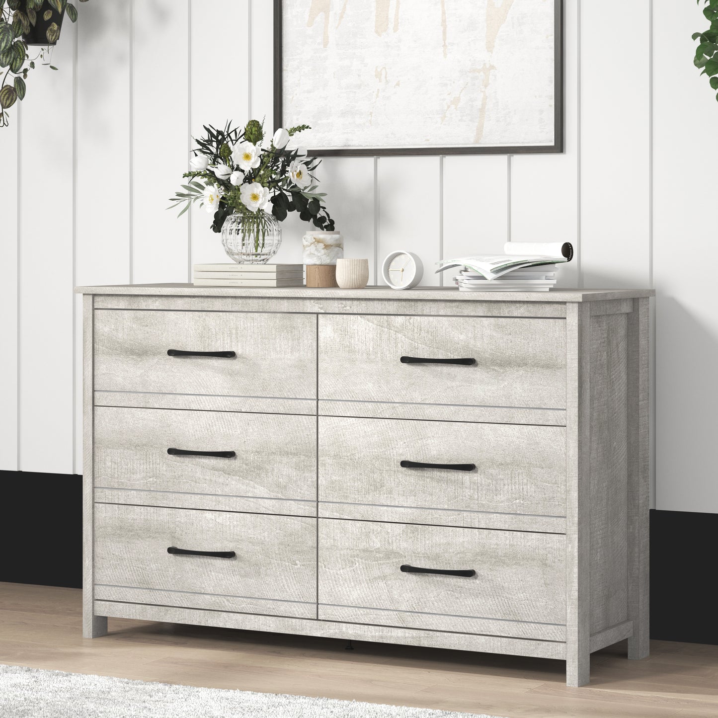 Galano 6-Drawer Dresser with Interlock Safety 47.2" W x 15.7" D x 31.3" H