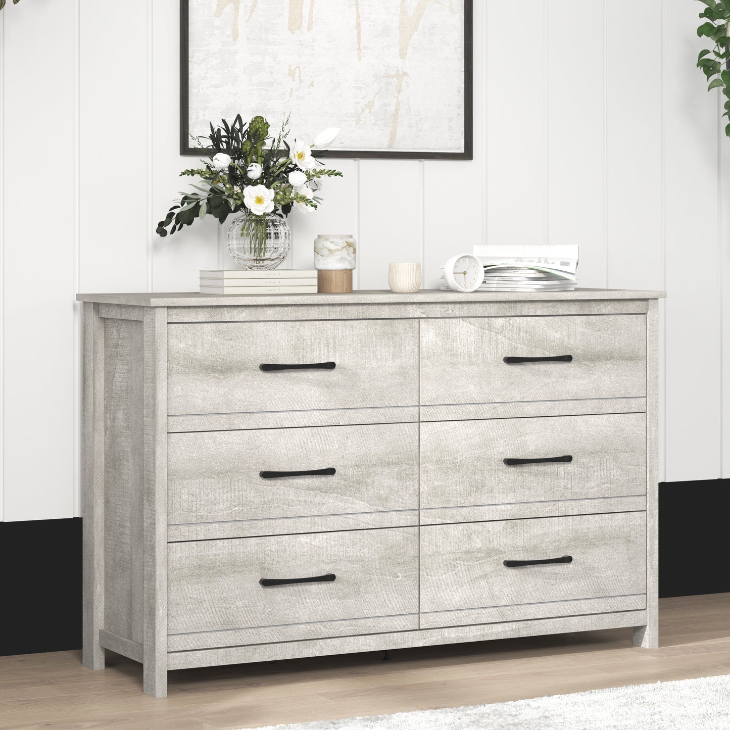 Galano 6-Drawer Dresser with Interlock Safety 47.2" W x 15.7" D x 31.3" H