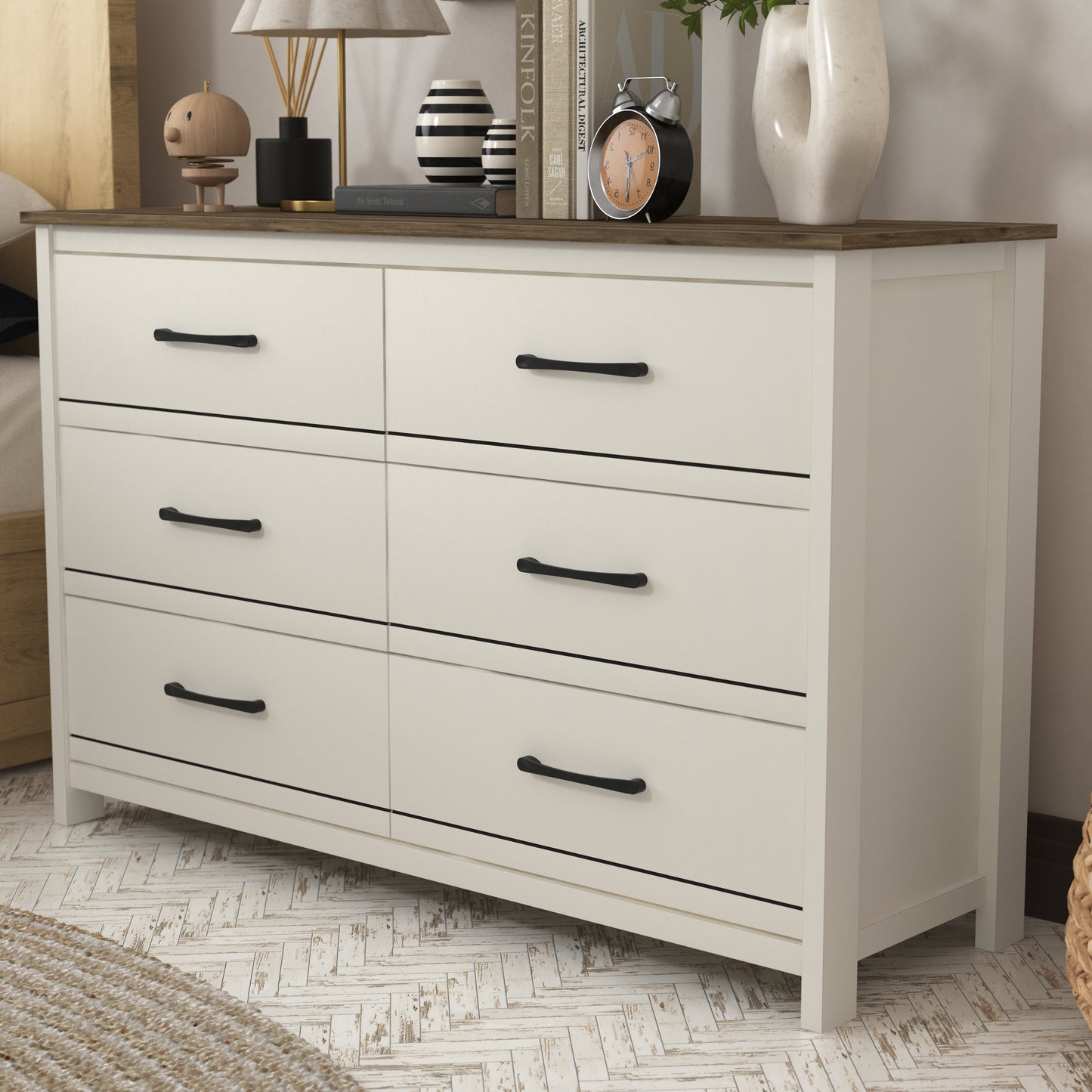 Galano 6-Drawer Dresser with Interlock Safety 47.2" W x 15.7" D x 31.3" H