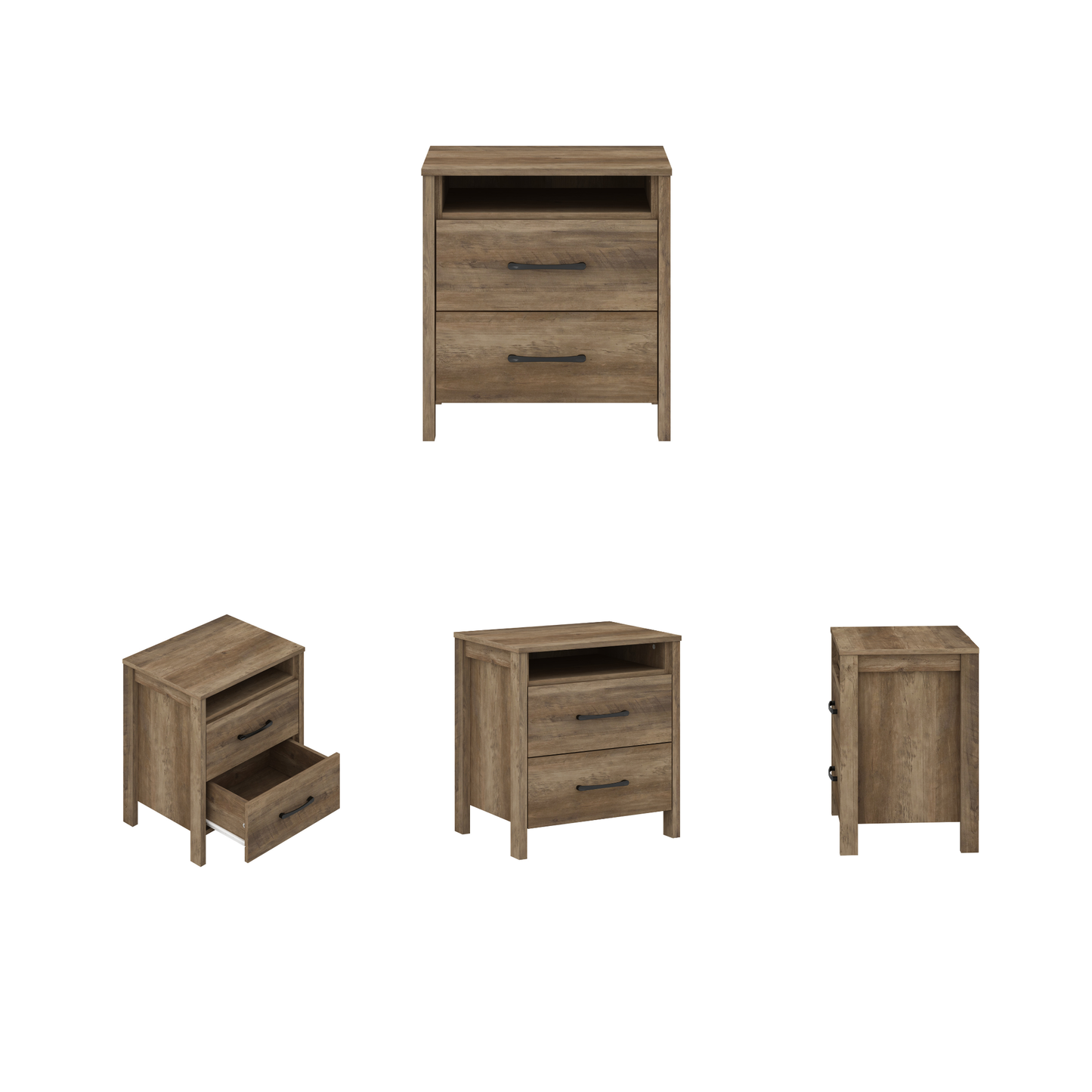 Galano Modern 2-Drawer Nightstand with Open Storage 20.9" W × 15.7" D × 22.7" H