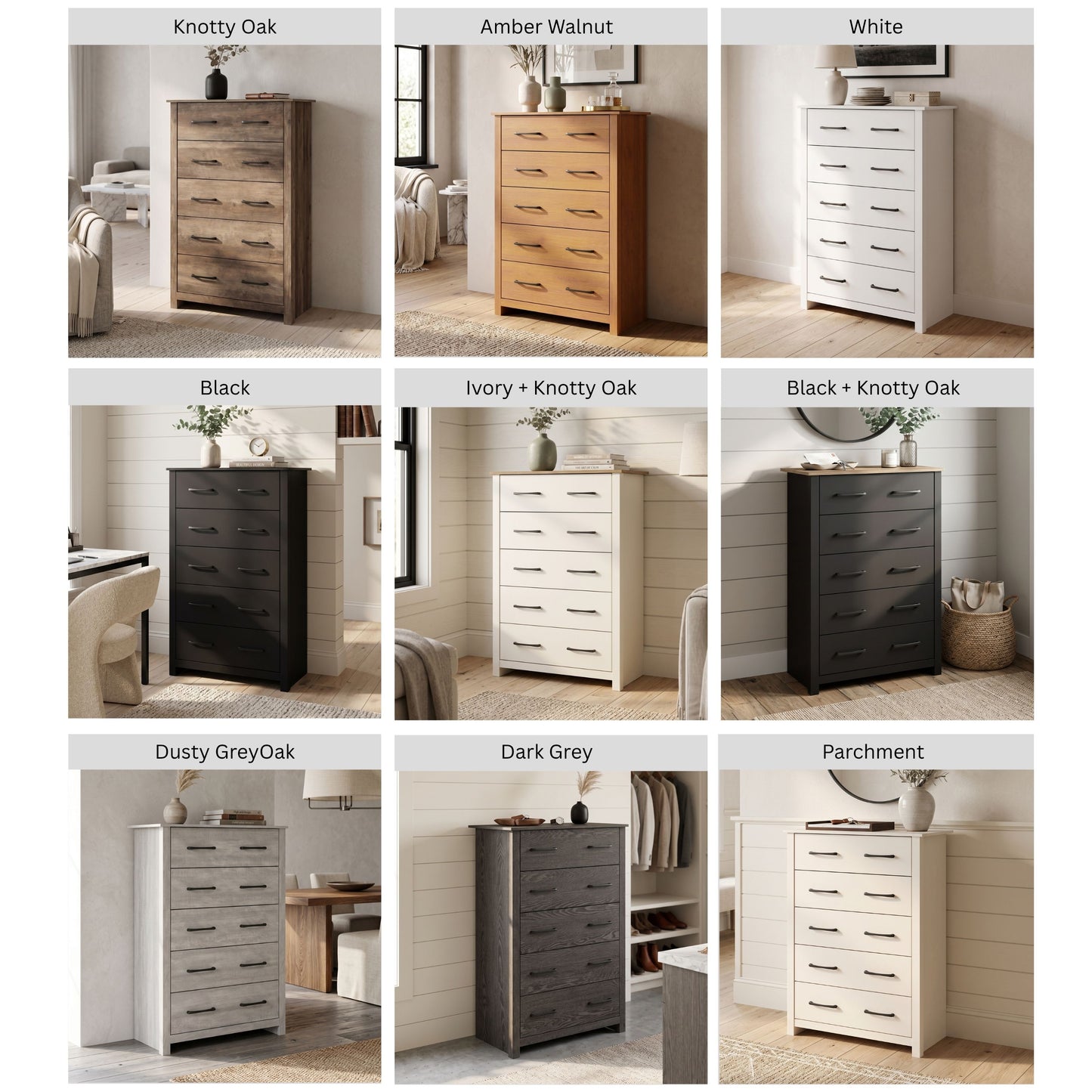 Galano 5-Drawer Tall Dresser for Bedroom with Interlocking Drawers & Anti-Tip Kit, 31.1" Wide