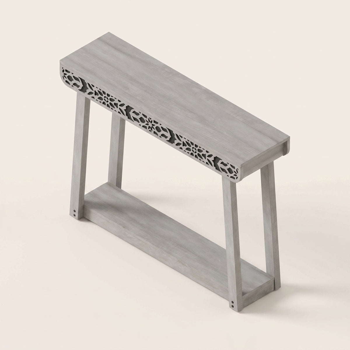 GALANO Traditional Console Table with Curved Edge Top and Open Shelf, 43.3"