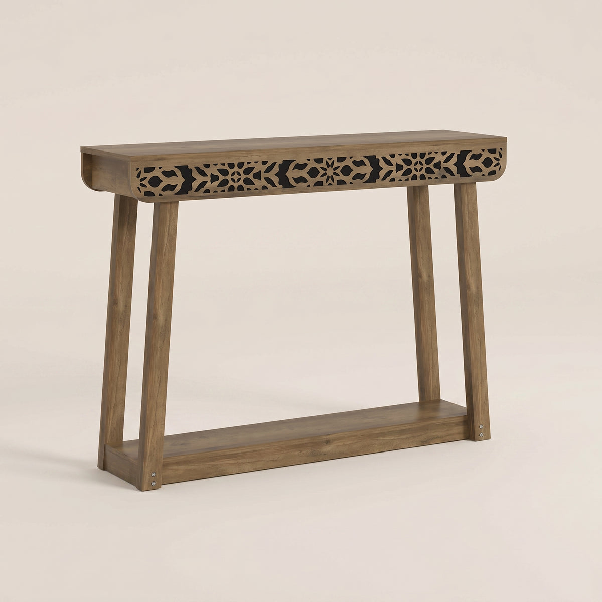 GALANO Traditional Console Table with Curved Edge Top and Open Shelf, 43.3"