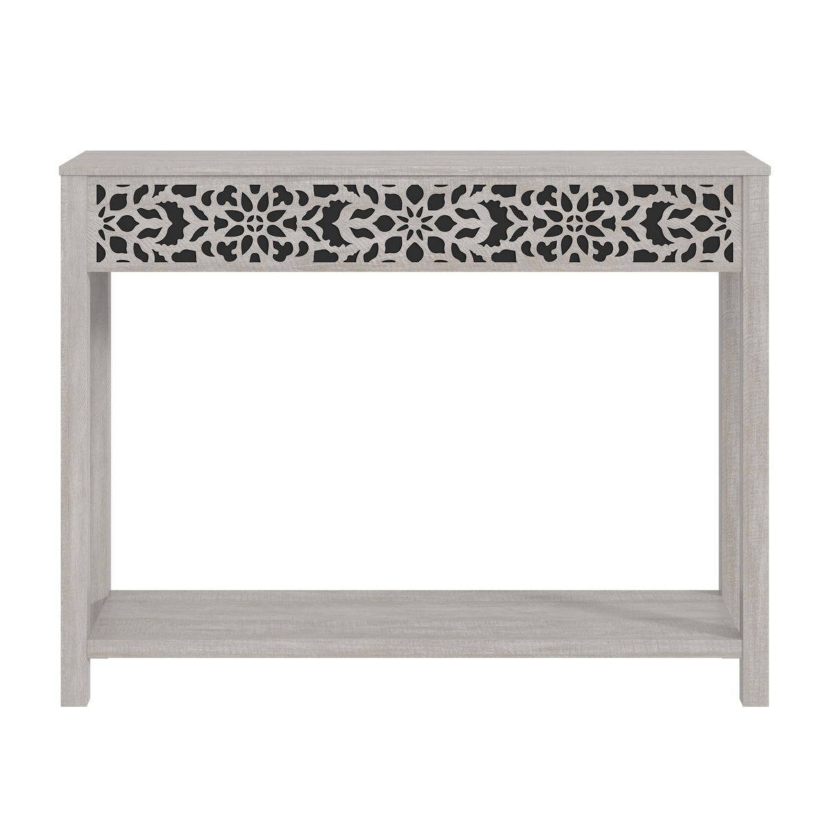 GALANO Console Table with Floral Fretwork and Open Shelf, 43.3", 1pc