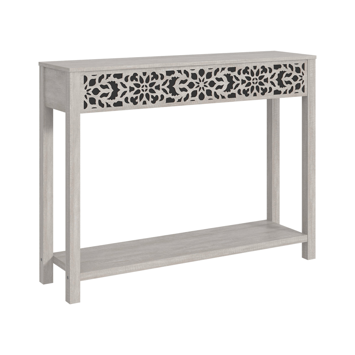 GALANO Console Table with Floral Fretwork and Open Shelf, 43.3", 1pc