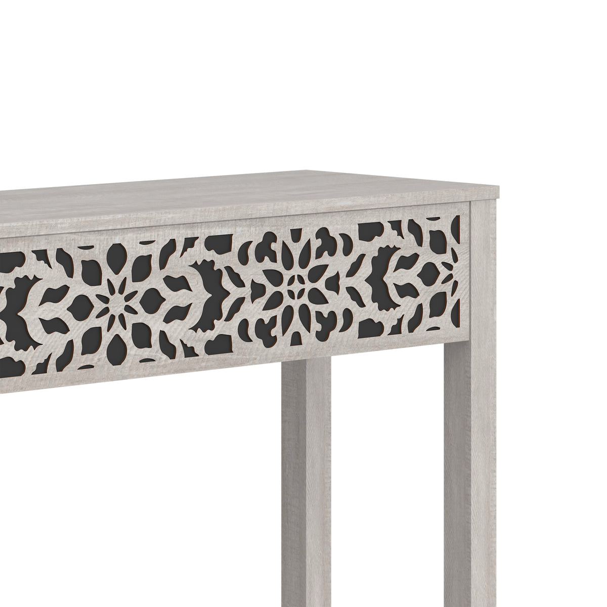 GALANO Console Table with Floral Fretwork and Open Shelf, 43.3", 1pc