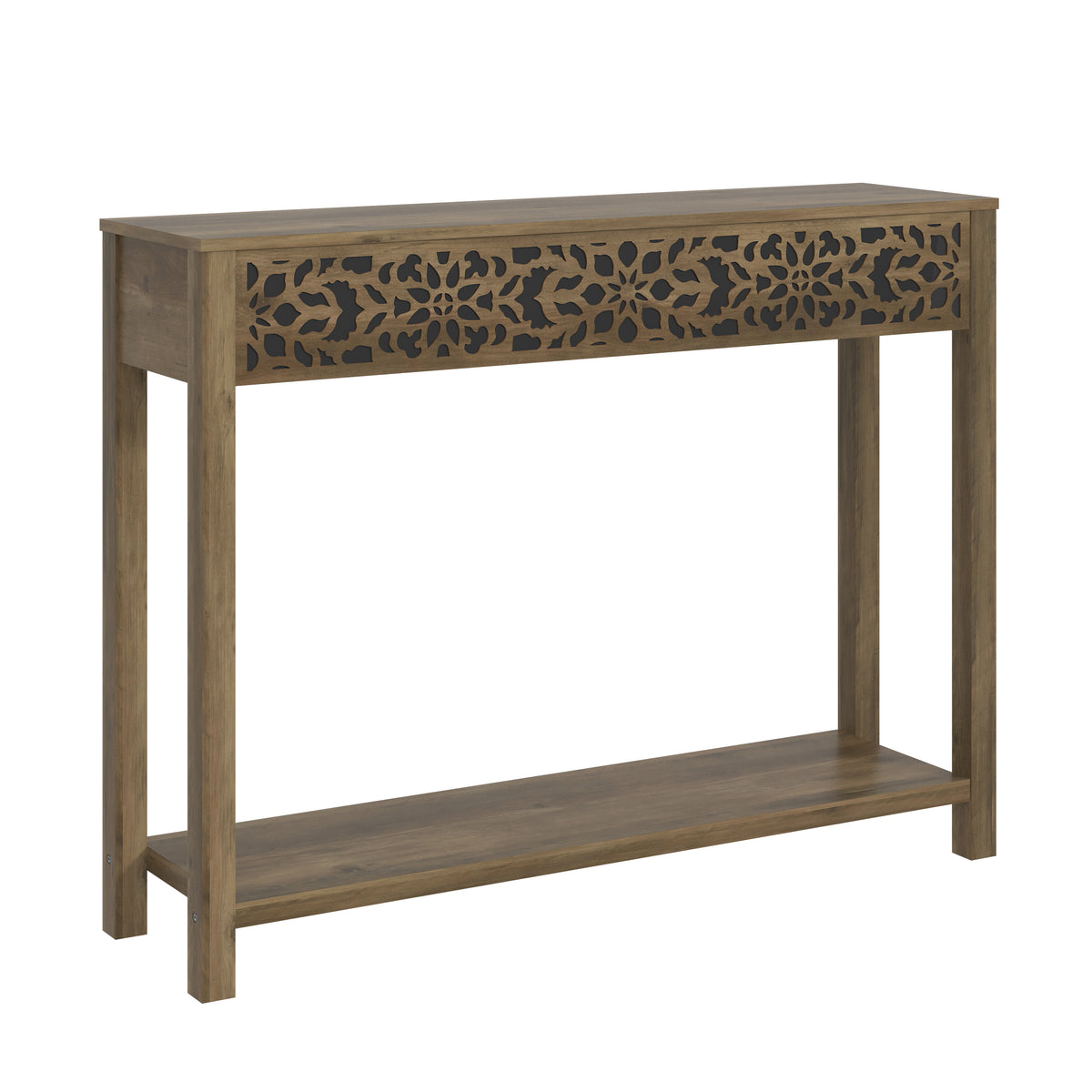 GALANO Console Table with Floral Fretwork and Open Shelf, 43.3", 1pc