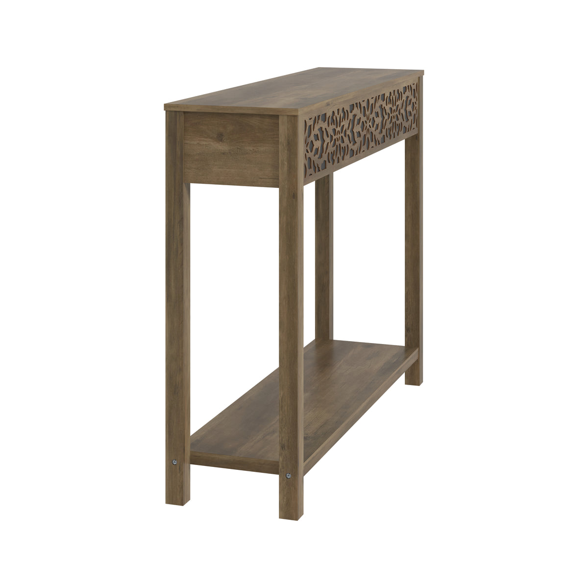 GALANO Console Table with Floral Fretwork and Open Shelf, 43.3", 1pc