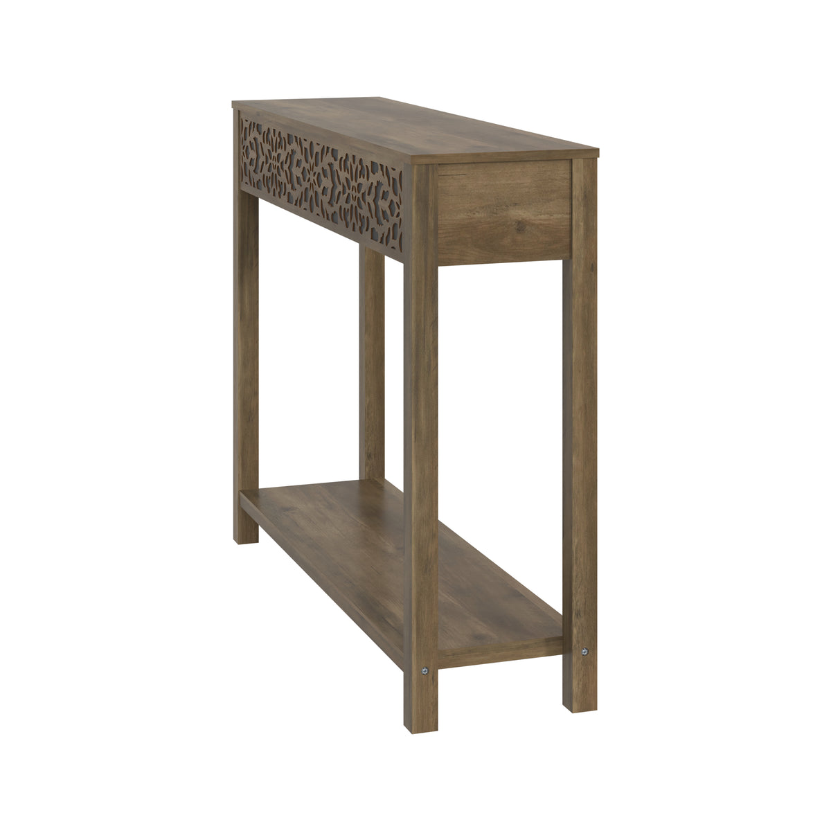 GALANO Console Table with Floral Fretwork and Open Shelf, 43.3", 1pc
