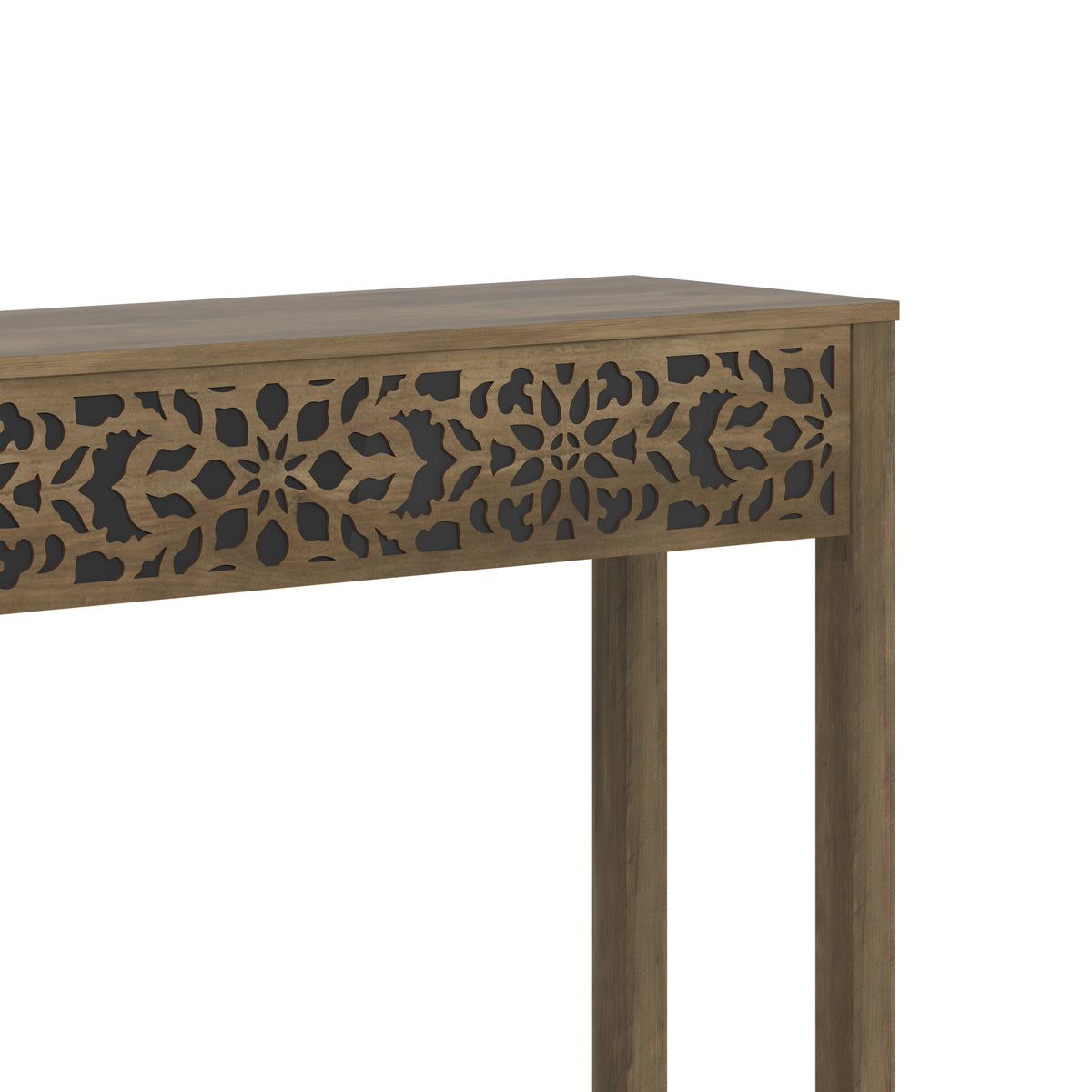 GALANO Console Table with Floral Fretwork and Open Shelf, 43.3", 1pc