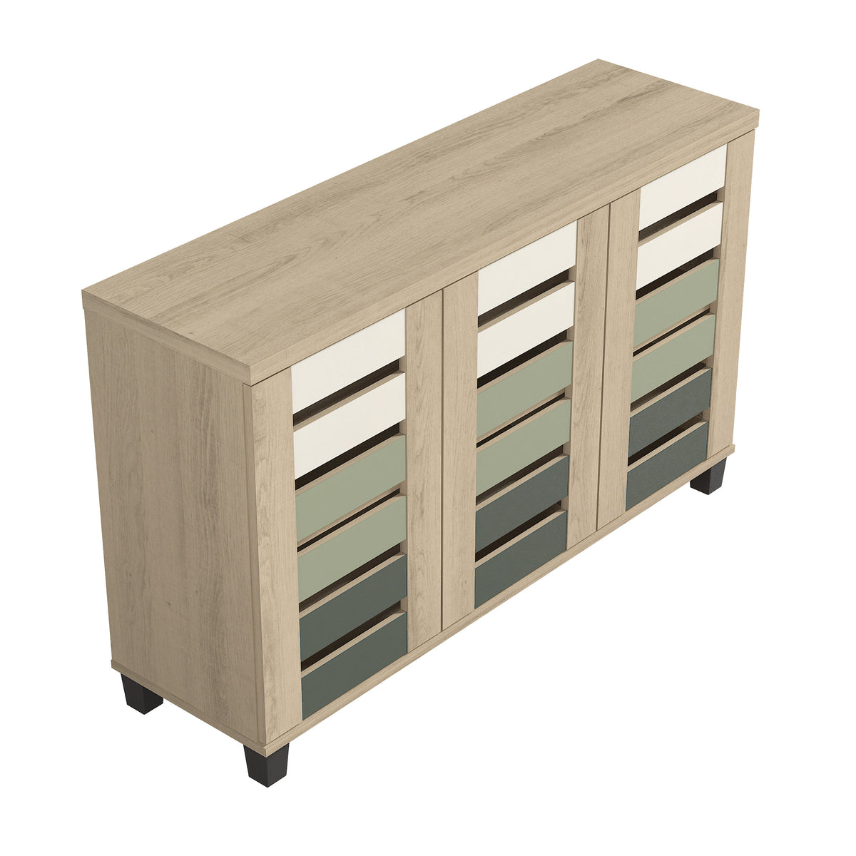 GALANO 16-Pair Shoe Storage Cabinet with 3 Slatted Doors